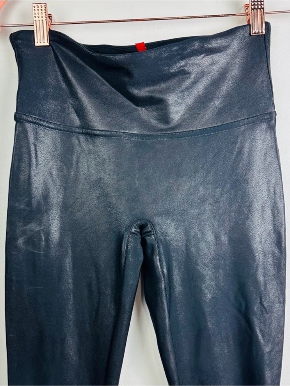SPANX High-Rise Shiny dark navy Faux-Leather Leggings